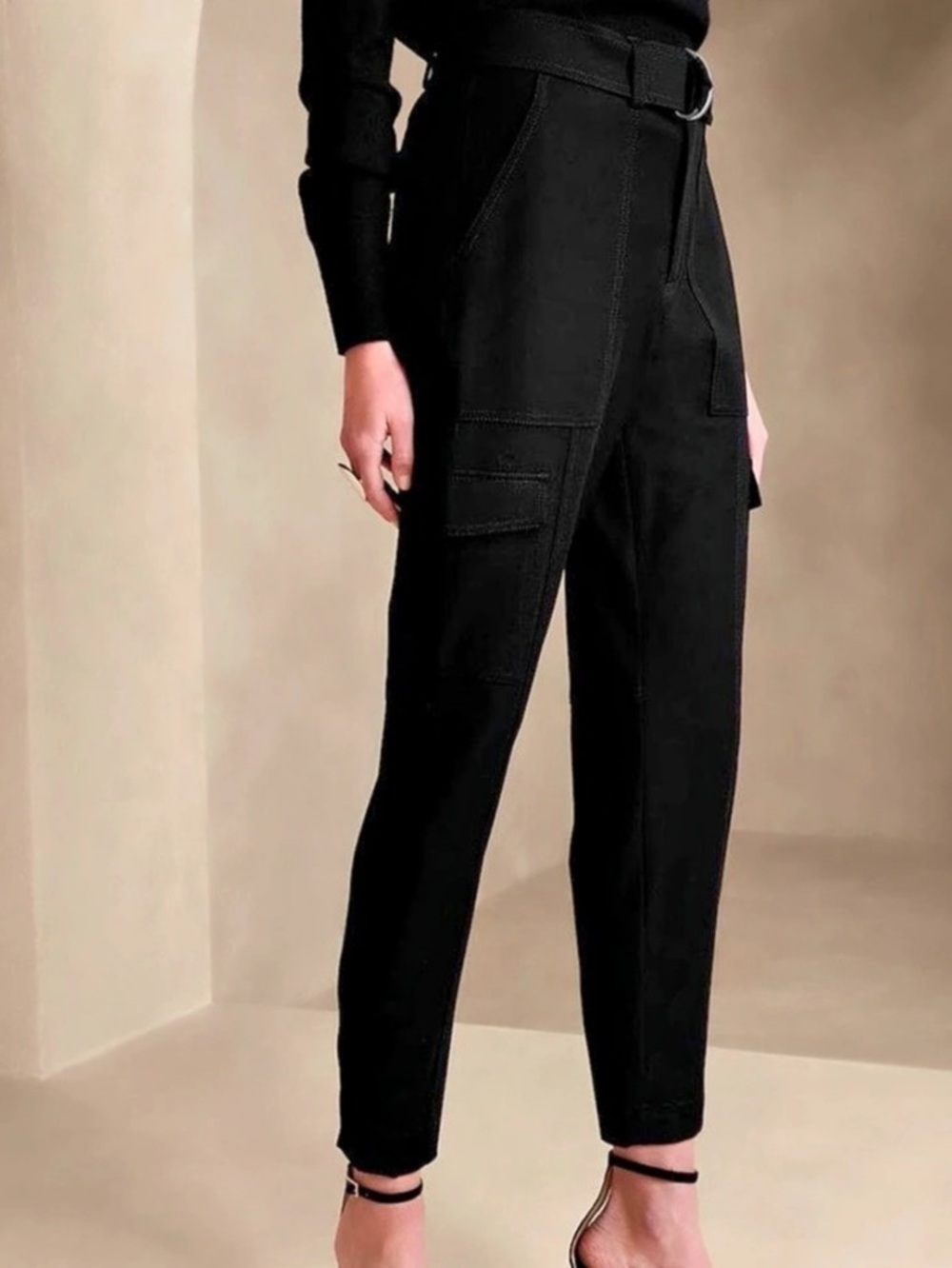 Banana Republic Slim Refined Stretch Cargo Pant Black Trousers Size 4